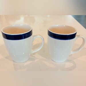 Thomson Pottery “Branco-Blue” (2) Mugs Classic Stoneware Handpainted
